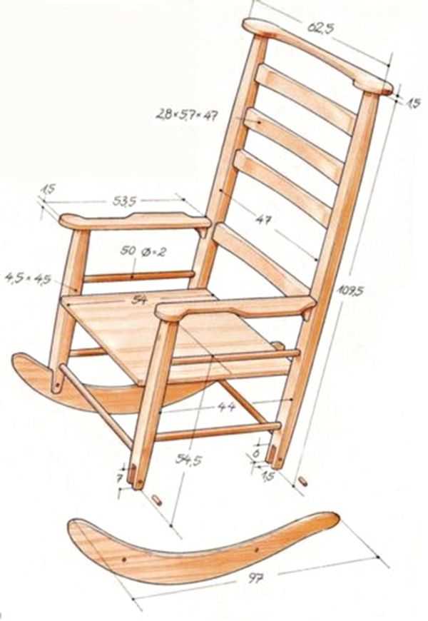 Кресло-качалка своими руками, из дерева, фанеры или профильных труб, чертежи и размеры, как сделать из металла в домашних условиях