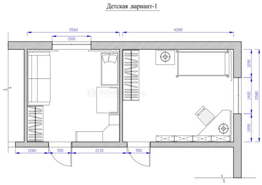 Схема чертежа комнаты